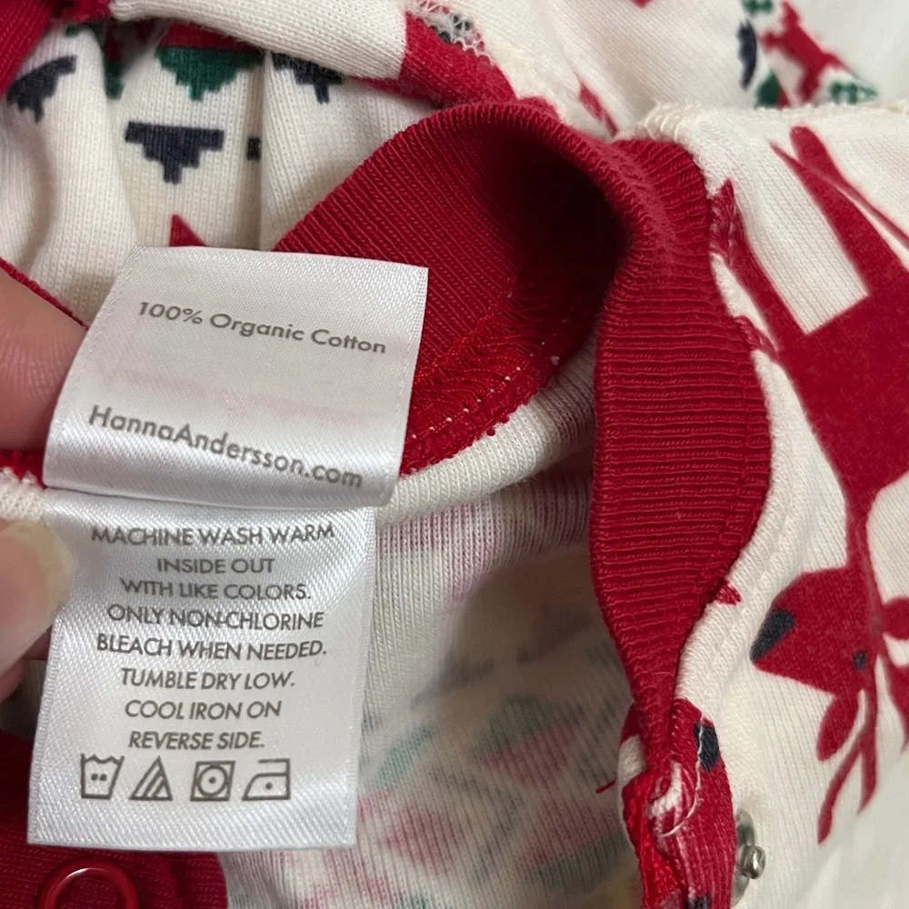 Hanna Andersson Red White Organic Cotton Holiday One Piece Pajama